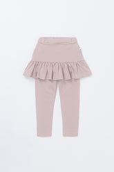 Avauma baby skirt leggings in powder pink with ruffled hem – soft cotton blend toddler leggings for girls